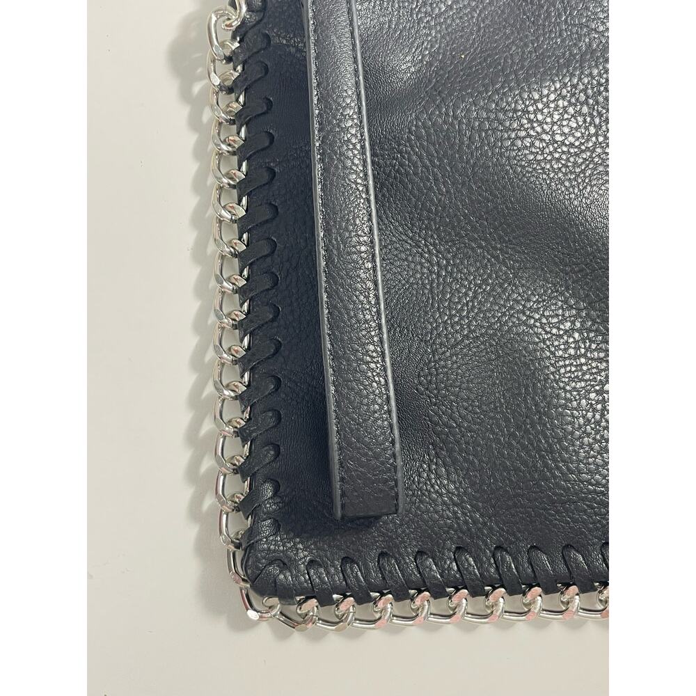 Carlos Santana Black Soft Leather & Silver Chain Edge Clutch Wristlet Retro - Picture 6 of 7